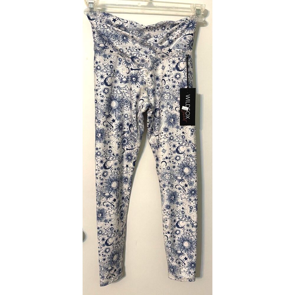 Wildfox Sweat Cosmic Sense Leggings Blue White Celestial Print Size Small NWT